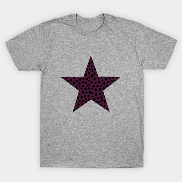 Dark Burgundy Dalmatian Print, Spotty Polka Dot T-Shirt by OneThreeSix